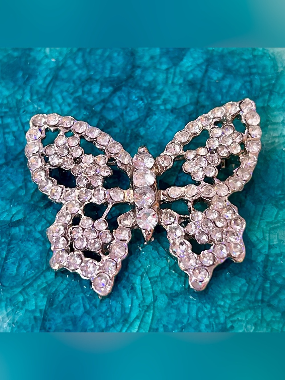 Vintage Rhinestone Butterfly Brooch Pin